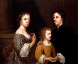 Autoportrét s manželem Charlesem a synem Bartholomewem, kolem 1659-60